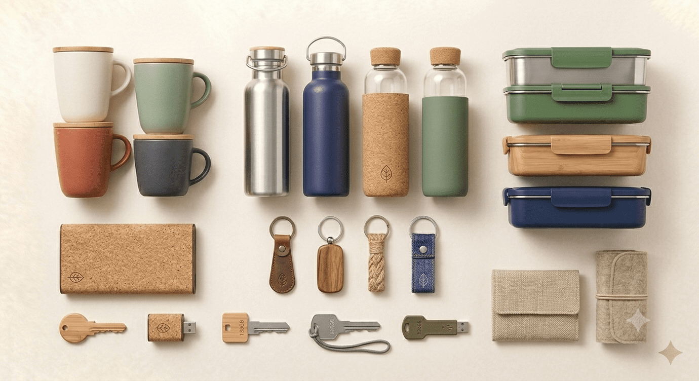 Accessoires et goodies écoresponsables personnalisables pour salon professionnel