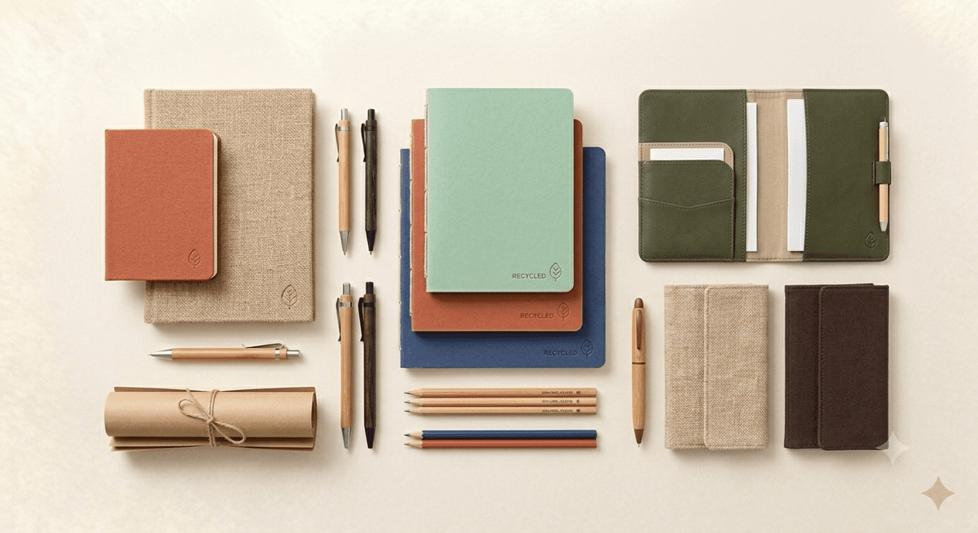 Papeterie et écriture écoresponsable personnalisable pour salon professionnel